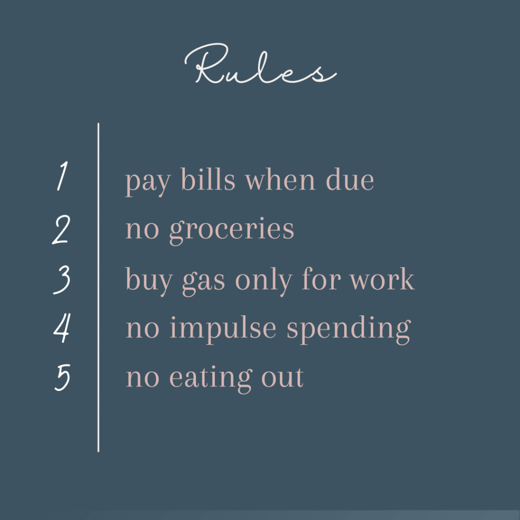 1. No Spend Week Challenge rules